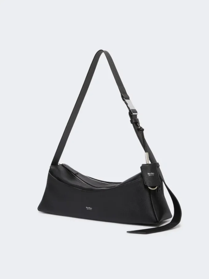 Piccola borsa a tracolla in pelle, nera
