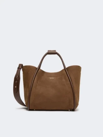 Piccola borsa da marina in pelle nabuk, marrone scuro