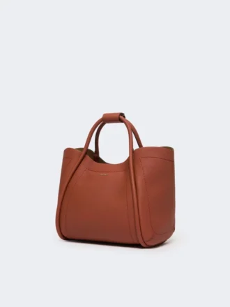 Piccola borsa in pelle stile marinaro, color ruggine