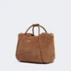 Piccola borsa marine in tessuto teddy, color cammello