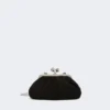 Piccola borsa Pasticcino in pelle scamosciata, nera