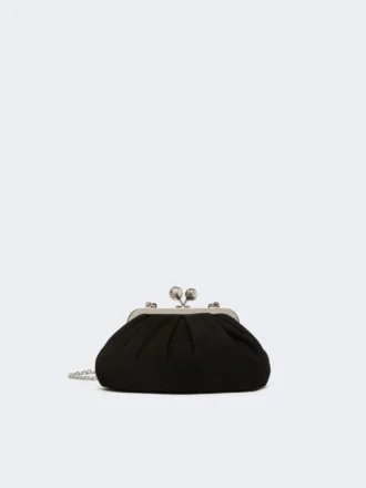 Piccola borsa Pasticcino in pelle scamosciata, nera