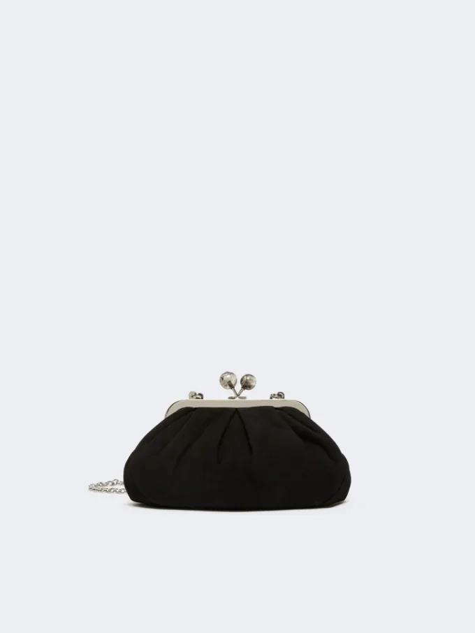 Piccola borsa Pasticcino in pelle scamosciata, nera