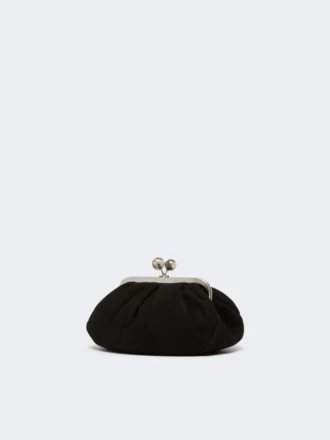 Piccola borsa Pasticcino in pelle scamosciata, nera