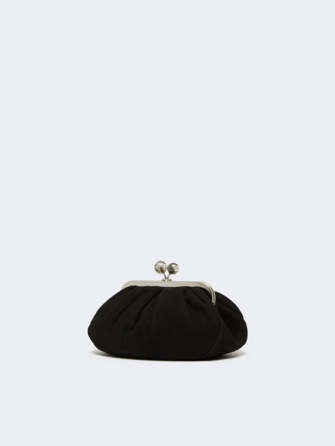 Piccola borsa Pasticcino in pelle scamosciata, nera