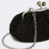 Piccola borsa Pasticcino in pelle scamosciata, nera