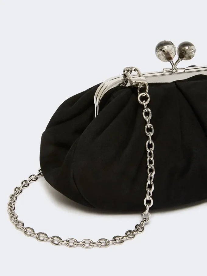 Piccola borsa Pasticcino in pelle scamosciata, nera