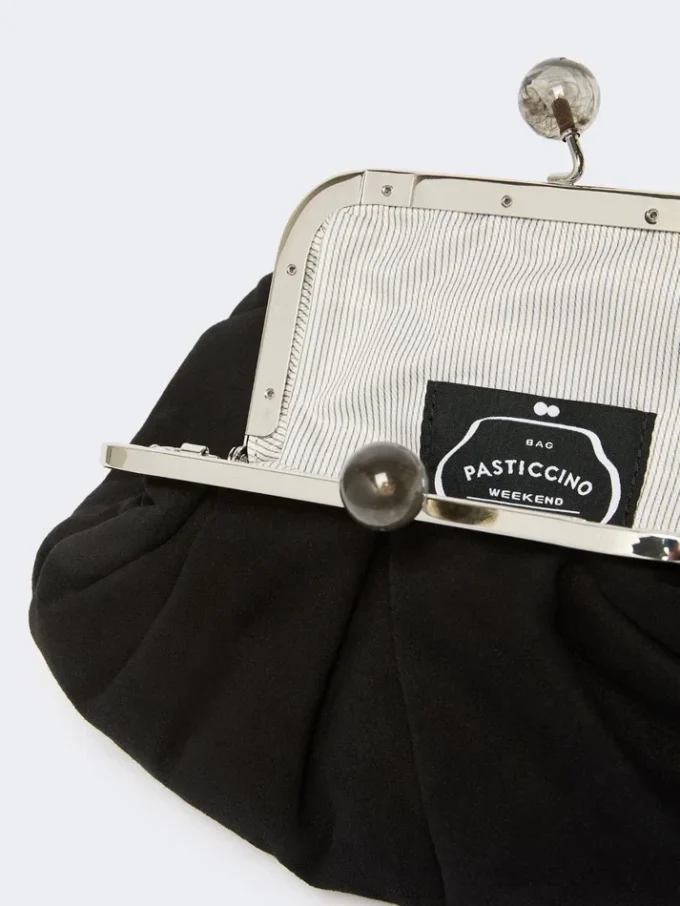 Piccola borsa Pasticcino in pelle scamosciata, nera