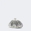 Piccola pochette Pasticcino in raso con paillettes, argento