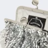 Piccola pochette Pasticcino in raso con paillettes, argento