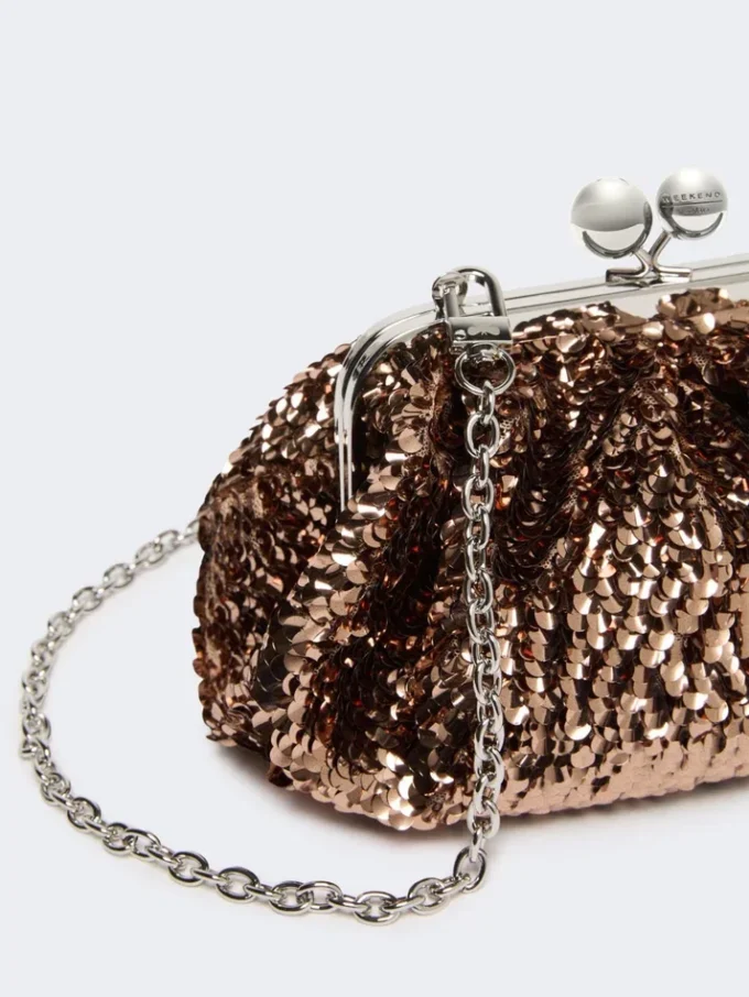 Piccola pochette Pasticcino in raso con paillettes, rosa