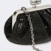 Piccola pochette Pasticcino in raso con strass, grigio scuro