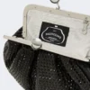 Piccola pochette Pasticcino in raso con strass, grigio scuro