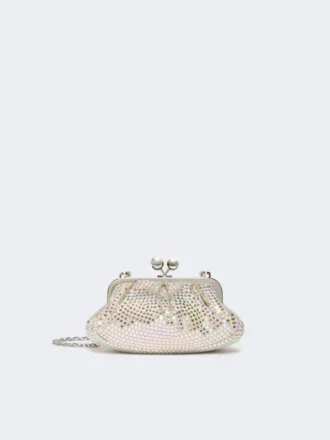 Piccola pochette Pasticcino in raso con strass, rosa antico