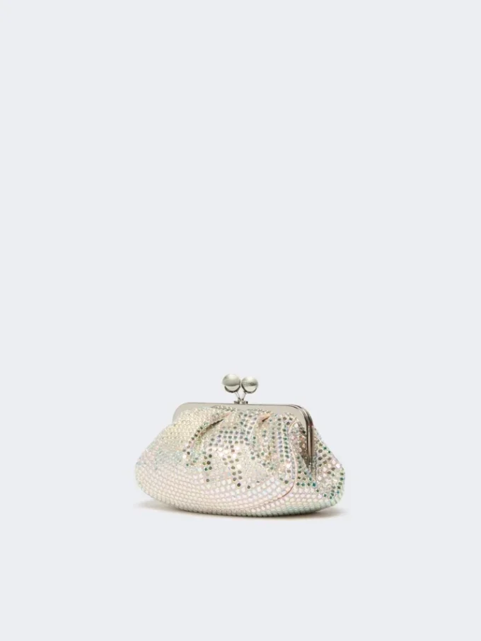 Piccola pochette Pasticcino in raso con strass, rosa antico