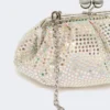 Piccola pochette Pasticcino in raso con strass, rosa antico