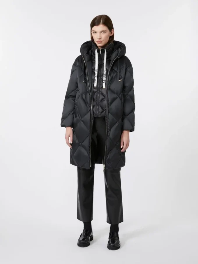 Piumino in tessuto idrorepellente iridescente, nero