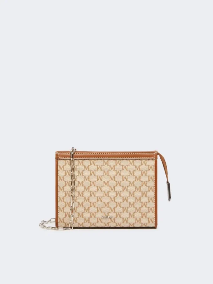 Pochette extra small in jacquard di cotone, color nocciola Pochette extra small in jacquard di cotone, color nocciola