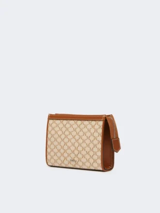 Pochette extra small in jacquard di cotone, color nocciola