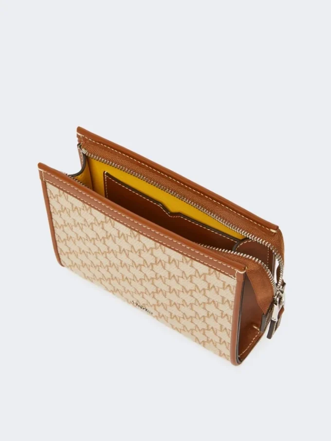 Pochette extra small in jacquard di cotone, color nocciola Pochette extra small in jacquard di cotone, color nocciola