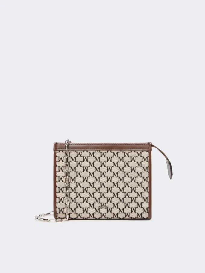 Pochette extra small in jacquard di cotone, nera
