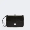 Pochette in pelle liscia, nera