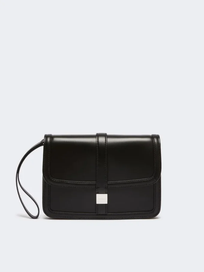 Pochette in pelle liscia, nera