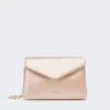Pochette in viscosa e raso di seta, color cipria
