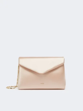Pochette in viscosa e raso di seta, color cipria