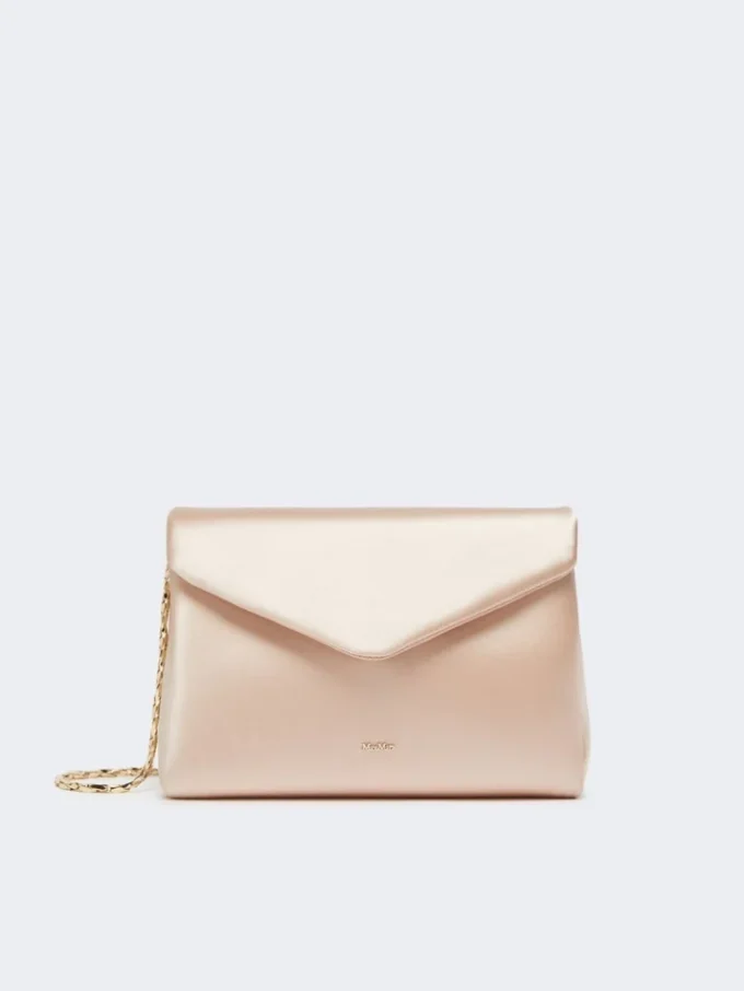 Pochette in viscosa e raso di seta, color cipria