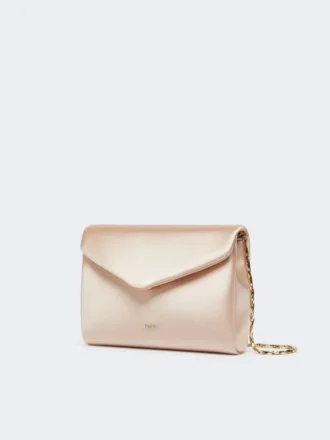 Pochette in viscosa e raso di seta, color cipria