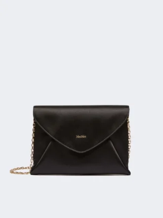 Pochette in viscosa e raso di seta, nera