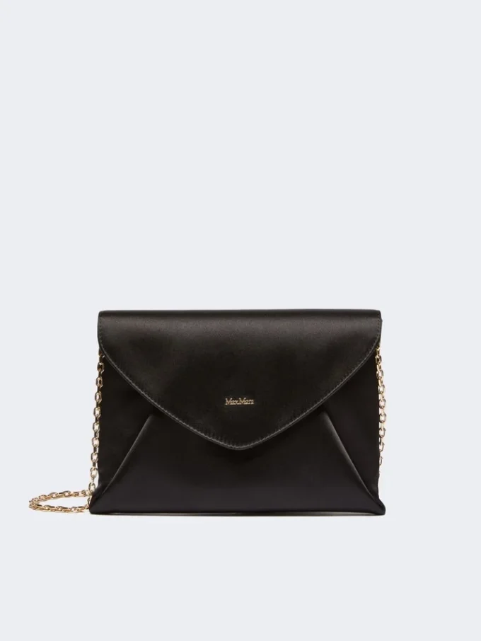 Pochette in viscosa e raso di seta, nera