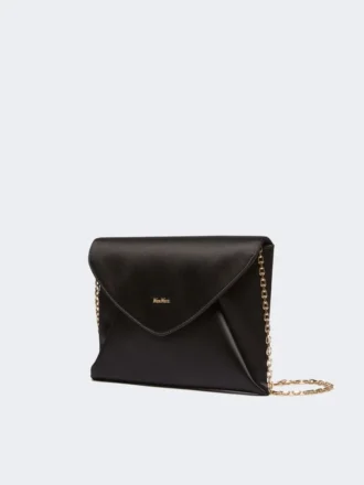 Pochette in viscosa e raso di seta, nera