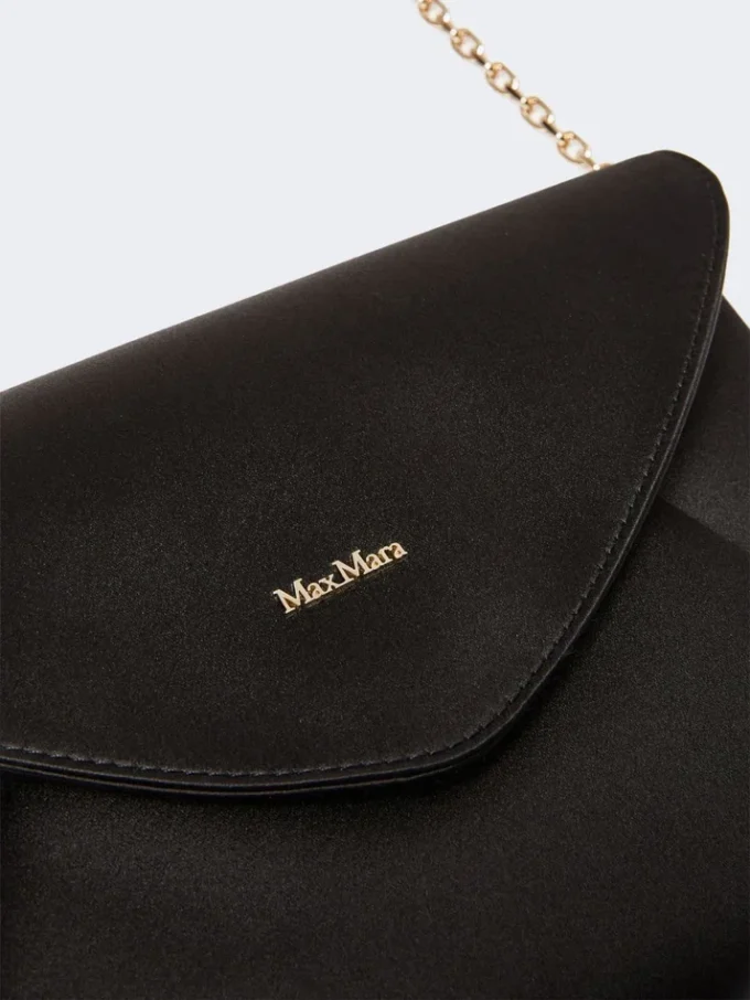 Pochette in viscosa e raso di seta, nera