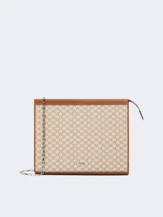 Pochette media in jacquard di cotone, color nocciola