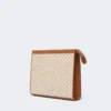 Pochette media in jacquard di cotone, color nocciola