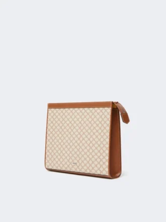Pochette media in jacquard di cotone, color nocciola