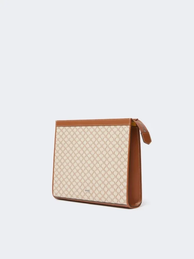 Pochette media in jacquard di cotone, color nocciola