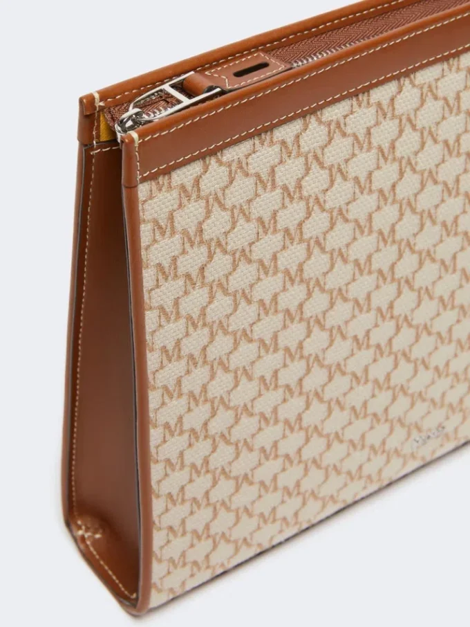 Pochette media in jacquard di cotone, color nocciola