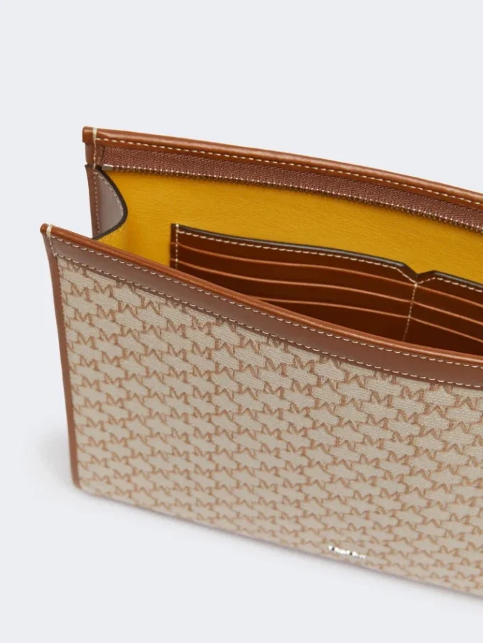 Pochette media in jacquard di cotone, color nocciola
