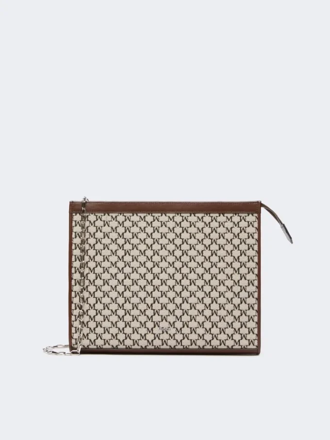Pochette media in jacquard di cotone, nera
