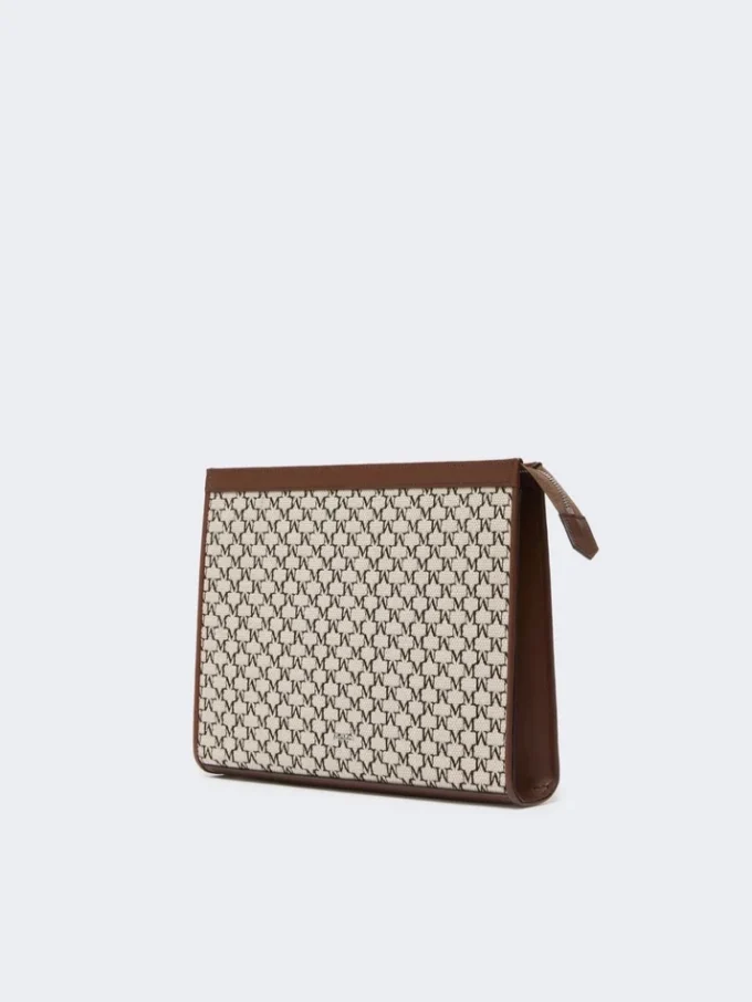 Pochette media in jacquard di cotone, nera