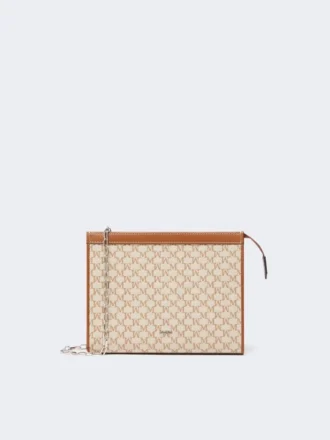 Pochette piccola in jacquard di cotone, color nocciola