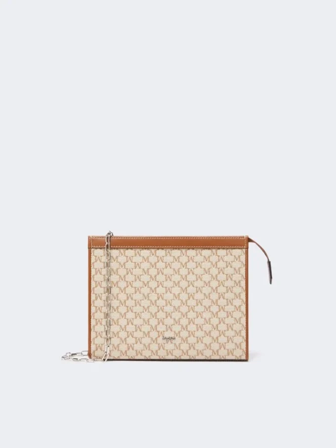 Pochette piccola in jacquard di cotone, color nocciola