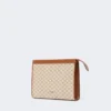 Pochette piccola in jacquard di cotone, color nocciola