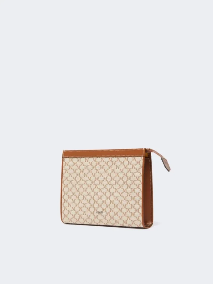 Pochette piccola in jacquard di cotone, color nocciola