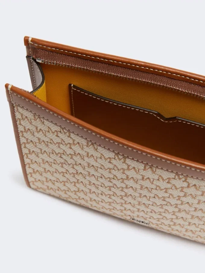 Pochette piccola in jacquard di cotone, color nocciola