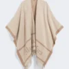 Poncho in lana jacquard, beige Poncho in lana jacquard, beige