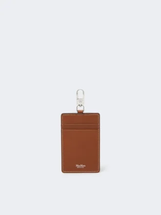 Portabadge in pelle, marrone ambra